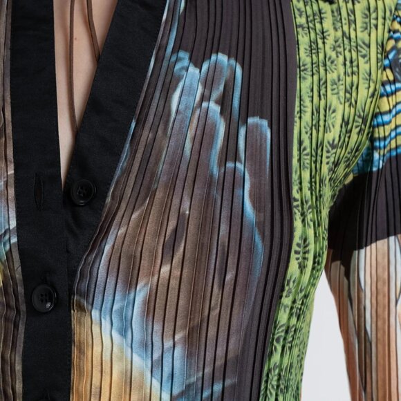 Arthur Apparel x Anthropologie Fabulous Box Pleat Shirt Dress in Fish Party 6 8 - Picture 5 of 9